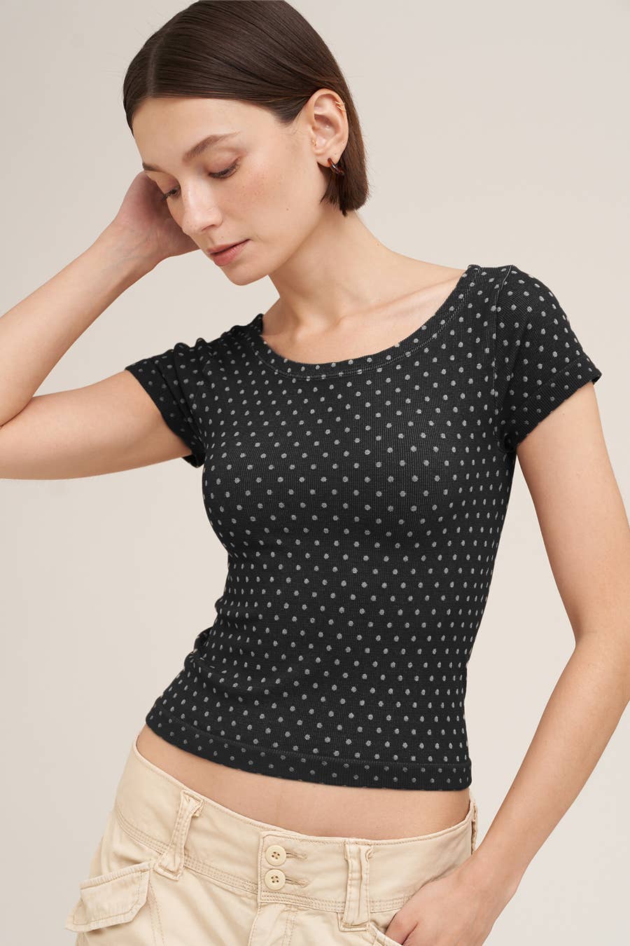 NS8588 -  Reversible Polka Dot Strap SS Top