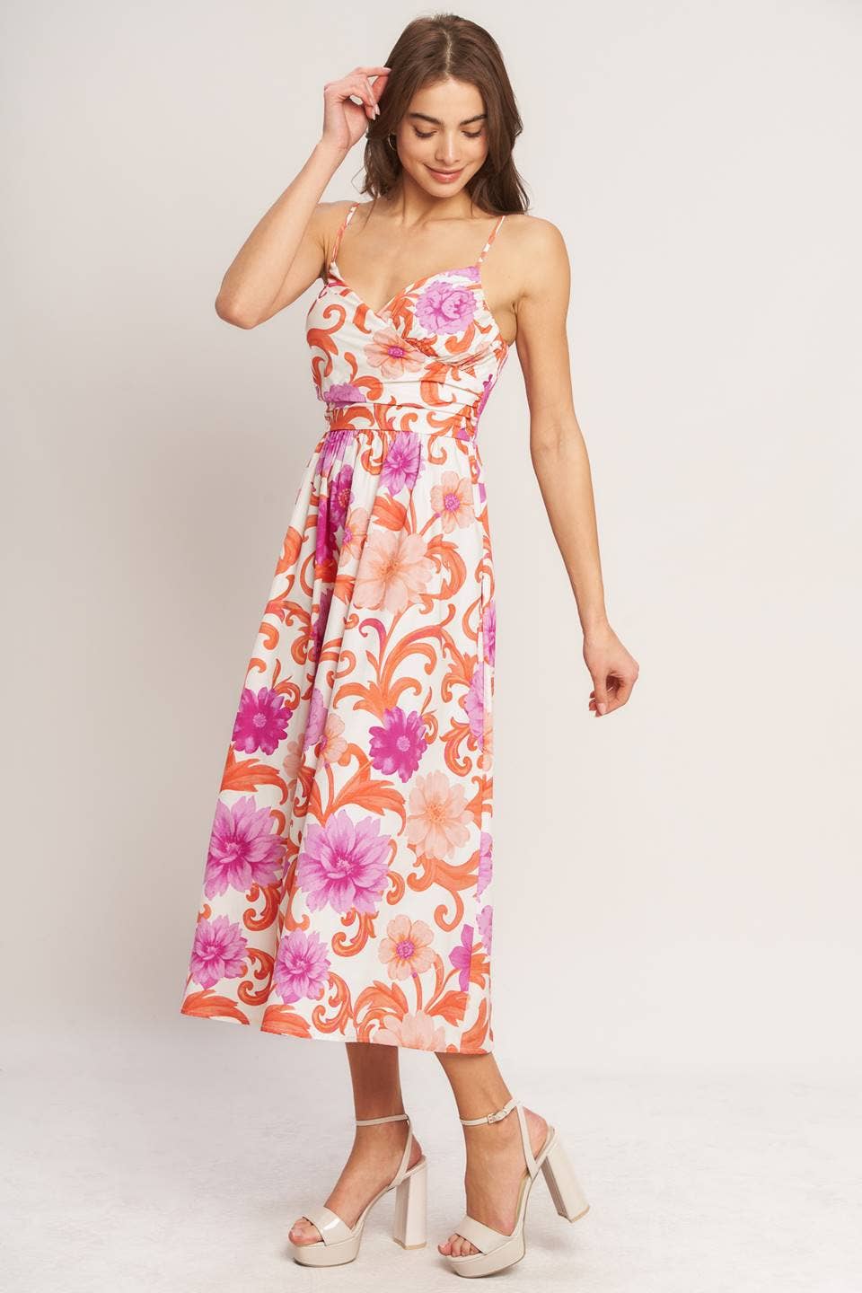 A printed woven midi dress - ID23586