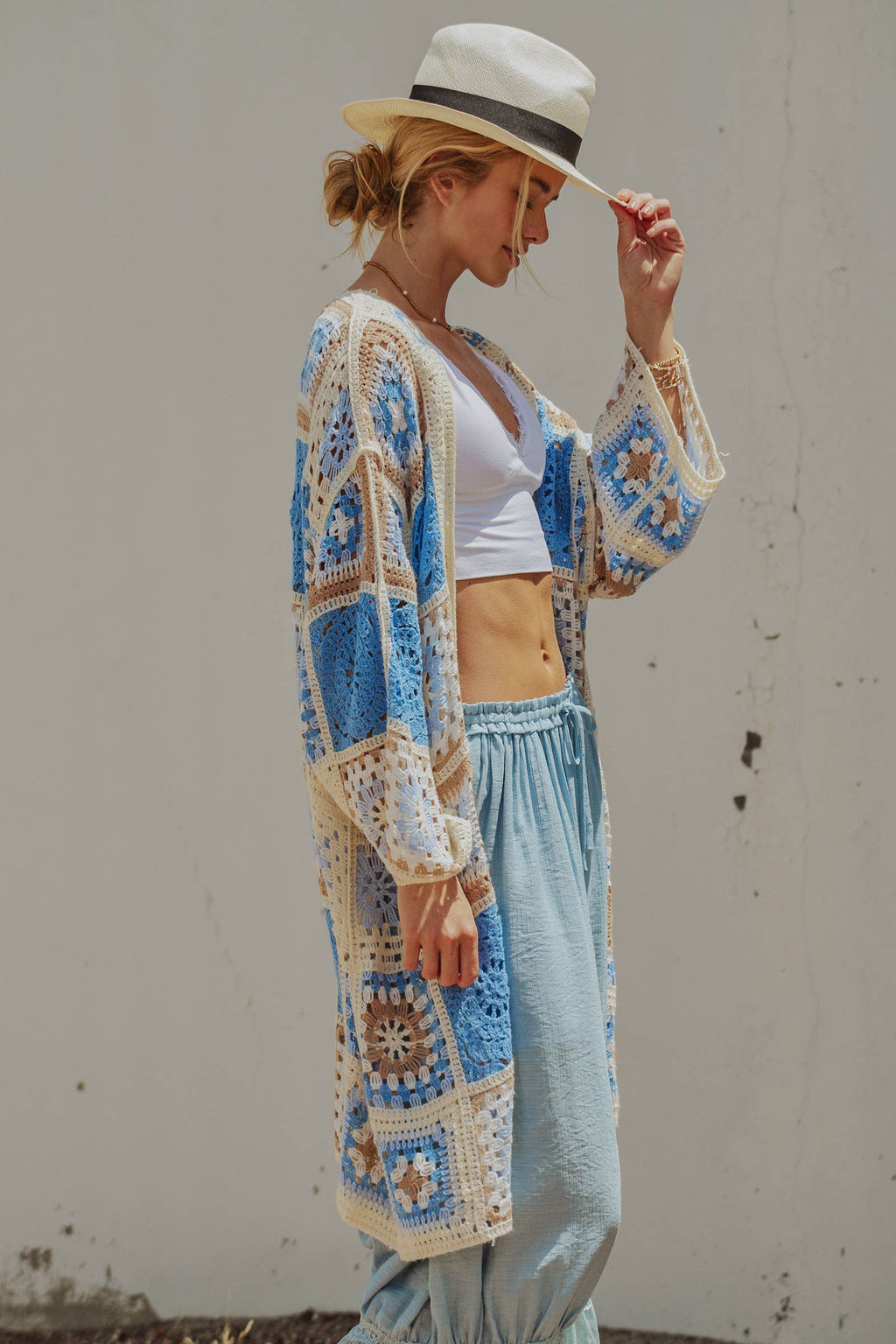 Granny Square Crochet Patchwork Duster Cardigan