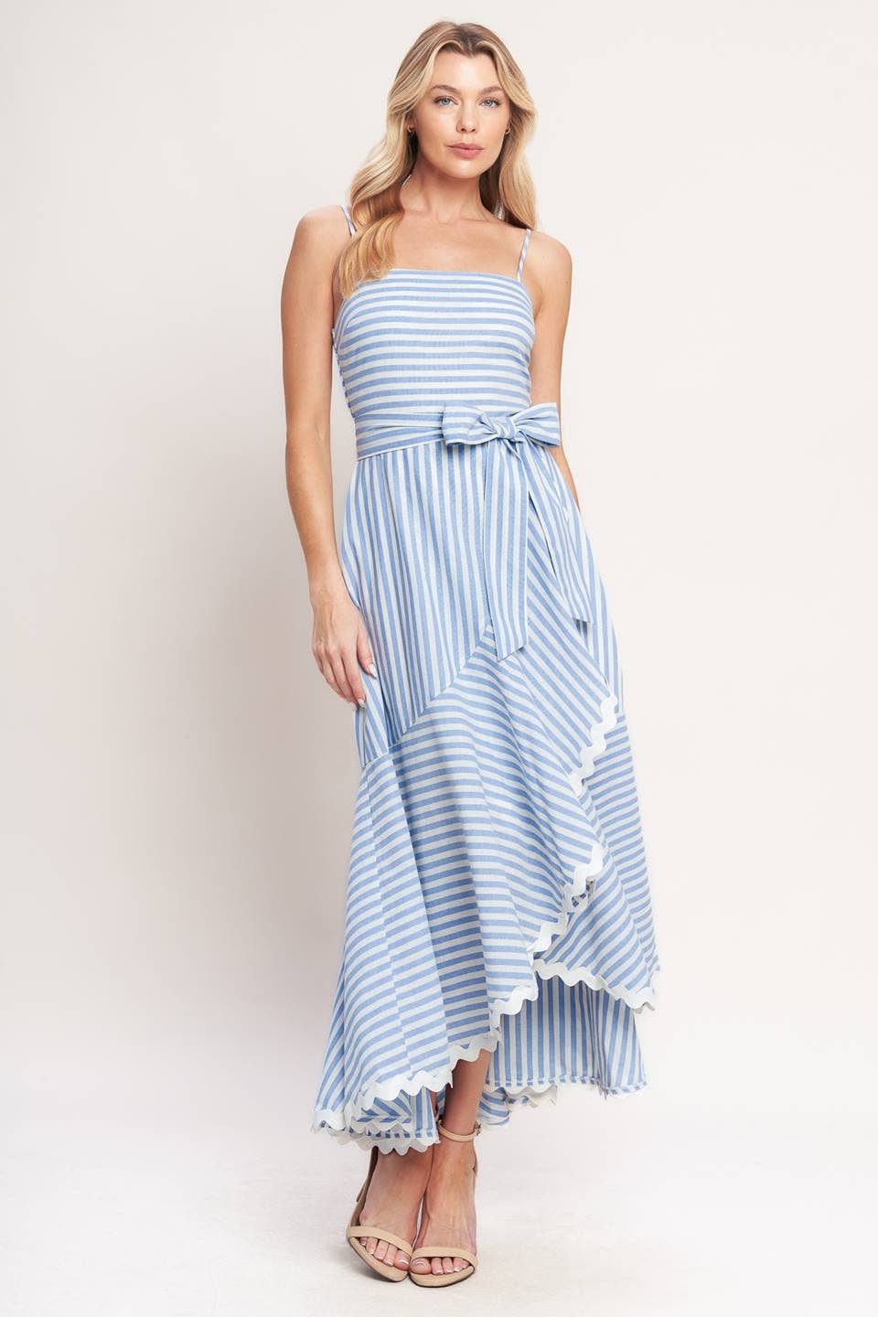 A striped woven midi dress - ID23452