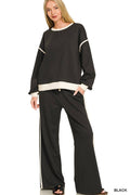 Scuba Contrast Piping Sweatshirts & Pants 2PC Set