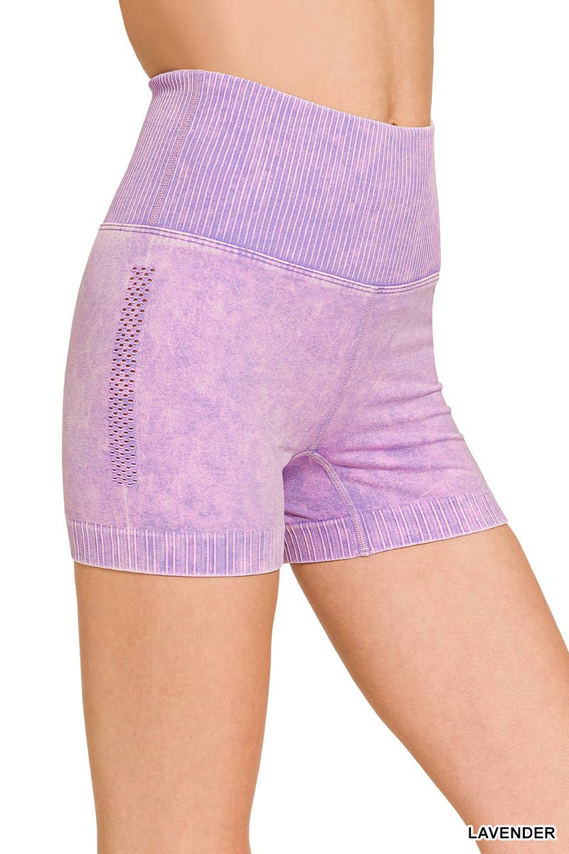 Washed Seamless High Waist Shorts Leggings - Zenana