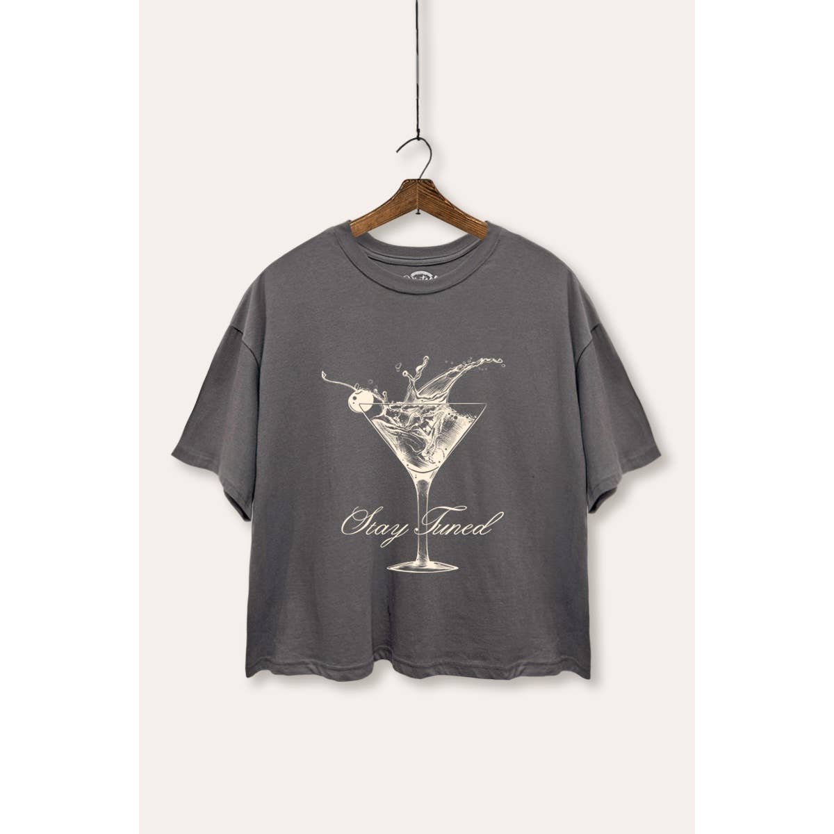 Cocktail Glass Splash Graphic Boxy Crop Top