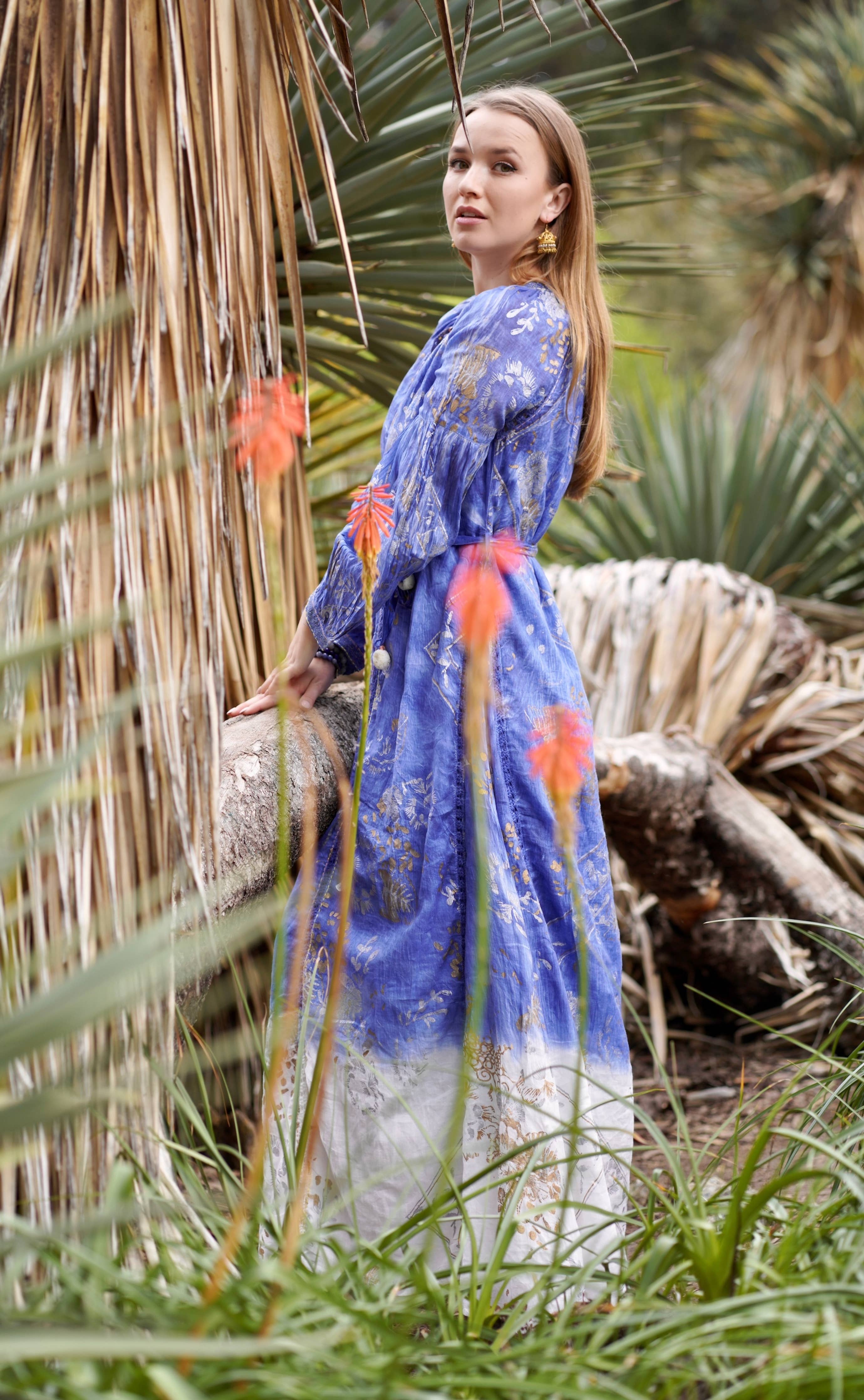 Liezl Maxi Dress Blue White 