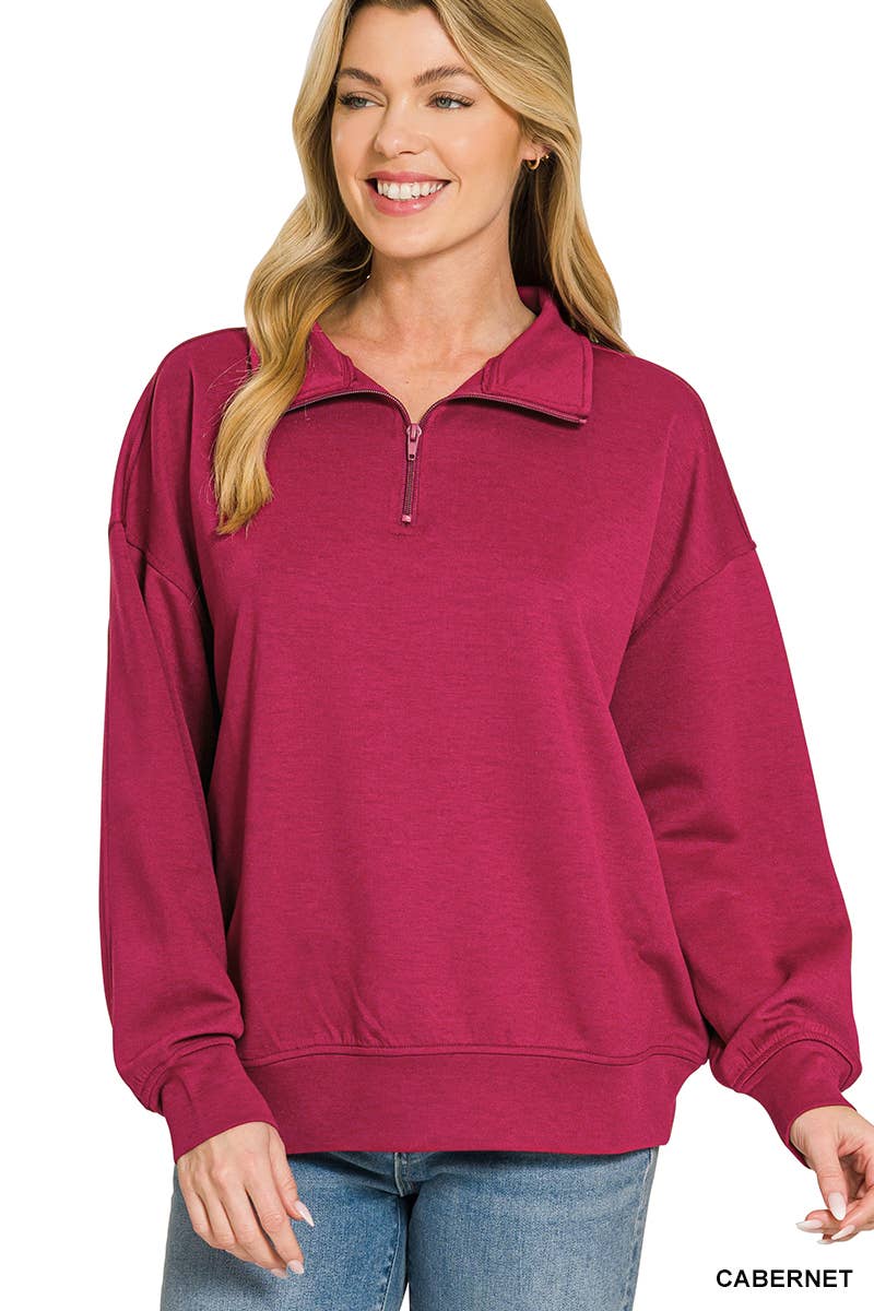 Scuba Half Zip Pullover w/ Pockets - Zenana