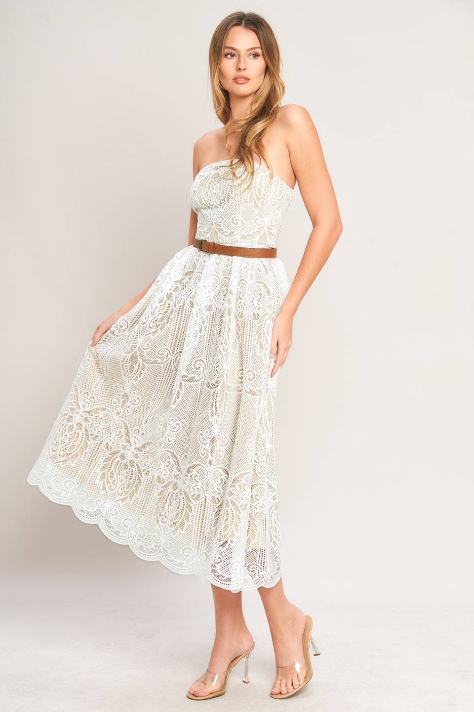 A woven lace midi dress - ID23640