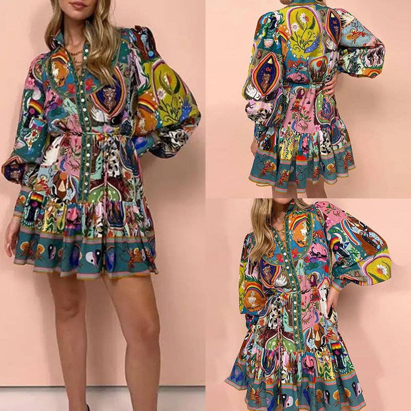 Elegant Floral Tie Waist Dress for Women
