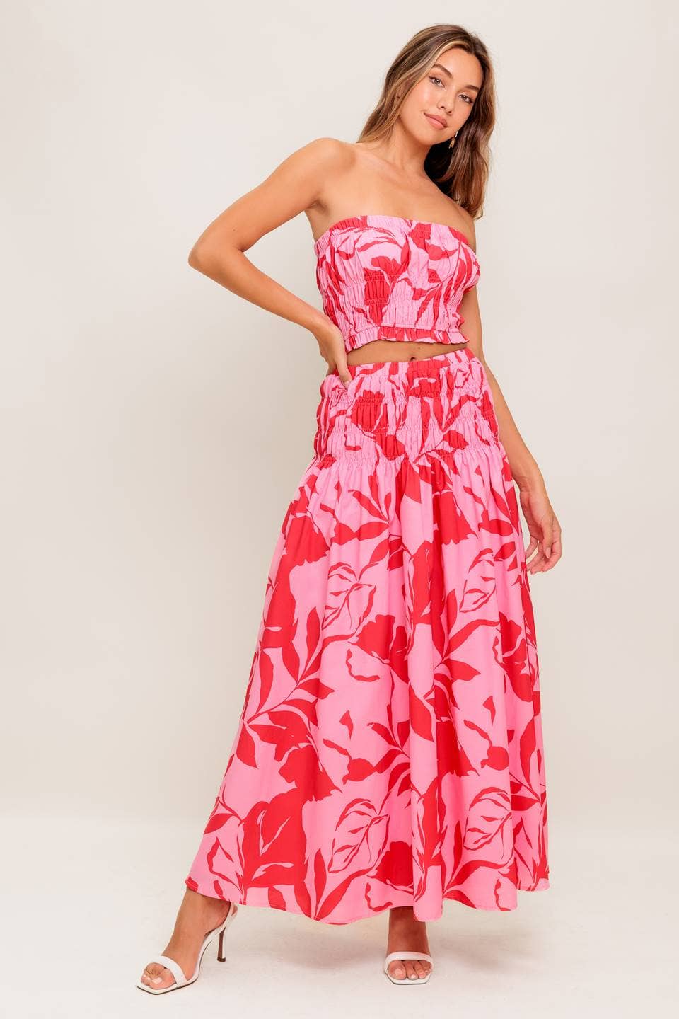 A printed woven top and skirt set - IT13677-SET