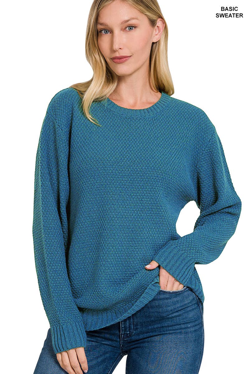 Round Neck Basic Sweater Zenana
