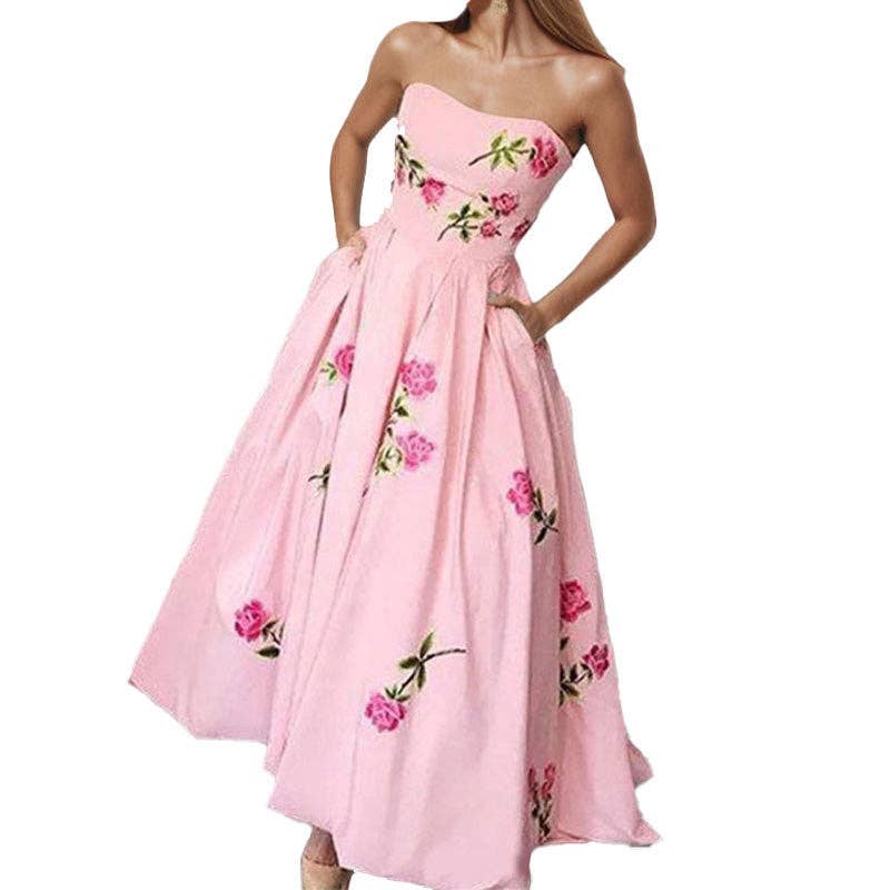 Elegant Floral Print High-Waist Maxi Dress for Women