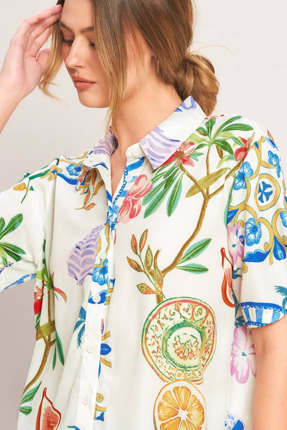 A printed woven top - IT13993B