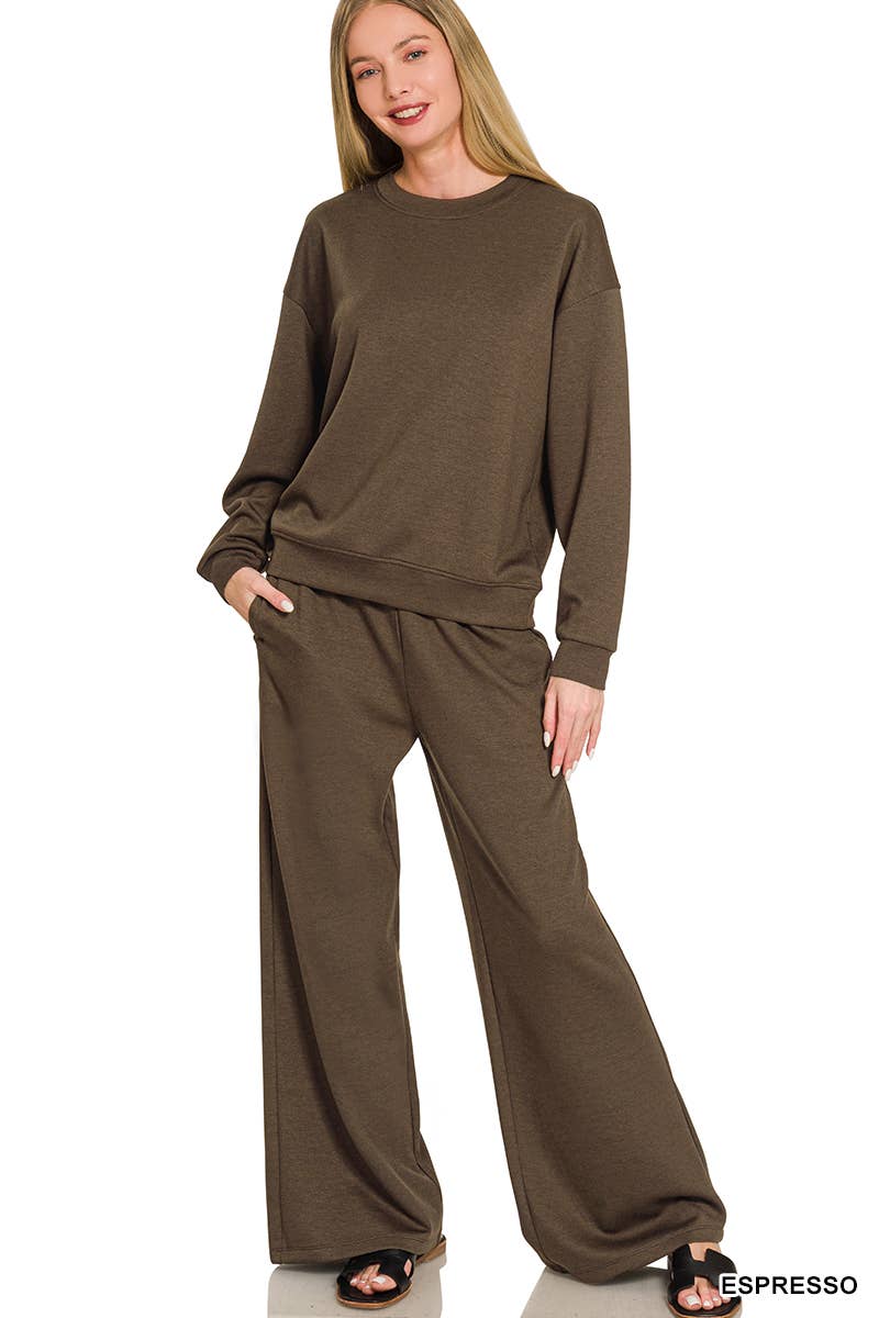 Scuba Crewneck Pullover & Pants 2 Piece Set - Zenana