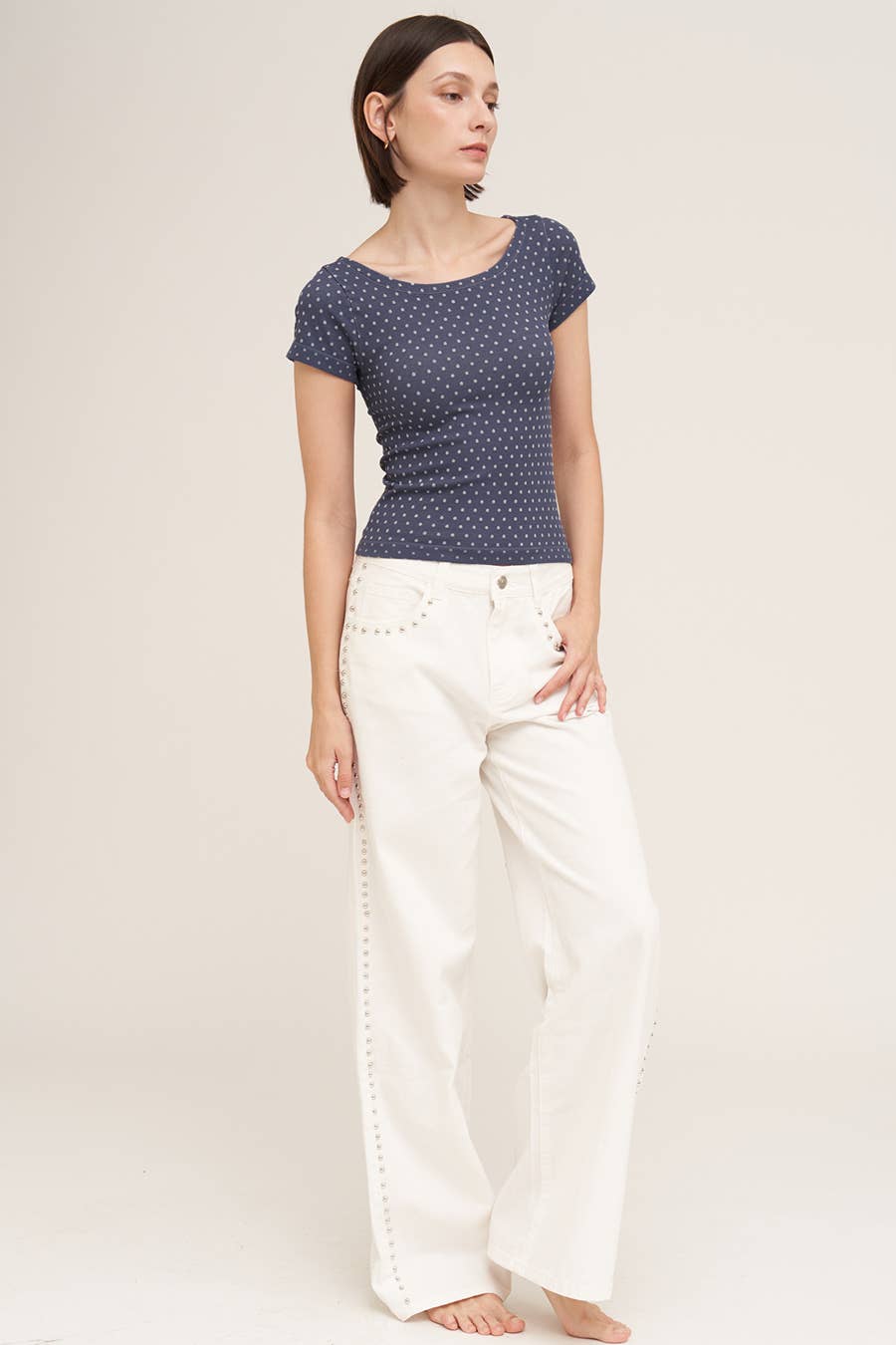 NS8588 -  Reversible Polka Dot Strap SS Top