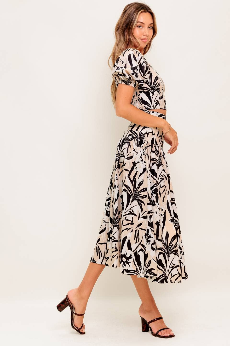 A printed woven top and skirt set - IT13659-SET