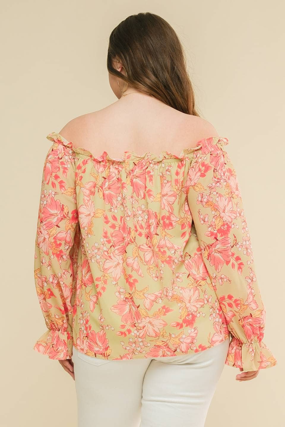 A PLUS SIZE OFF SOULDER WOVEN TOP -ITP11512