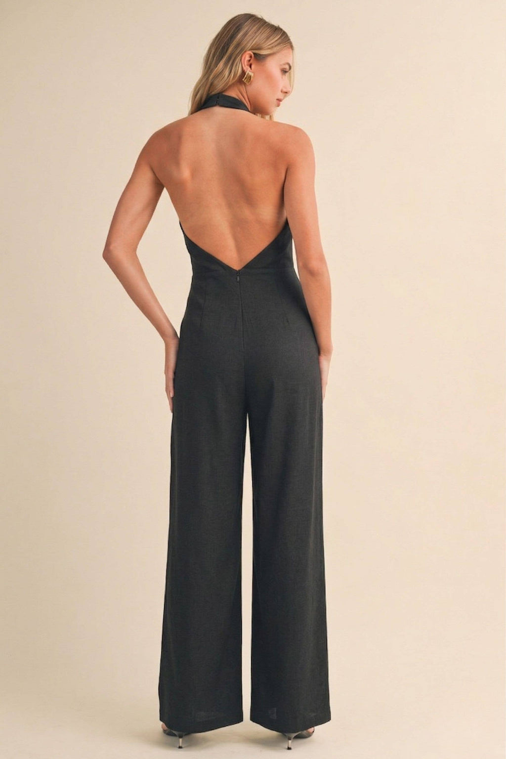 HALTERNECK TAILORED VEST JUMPSUIT