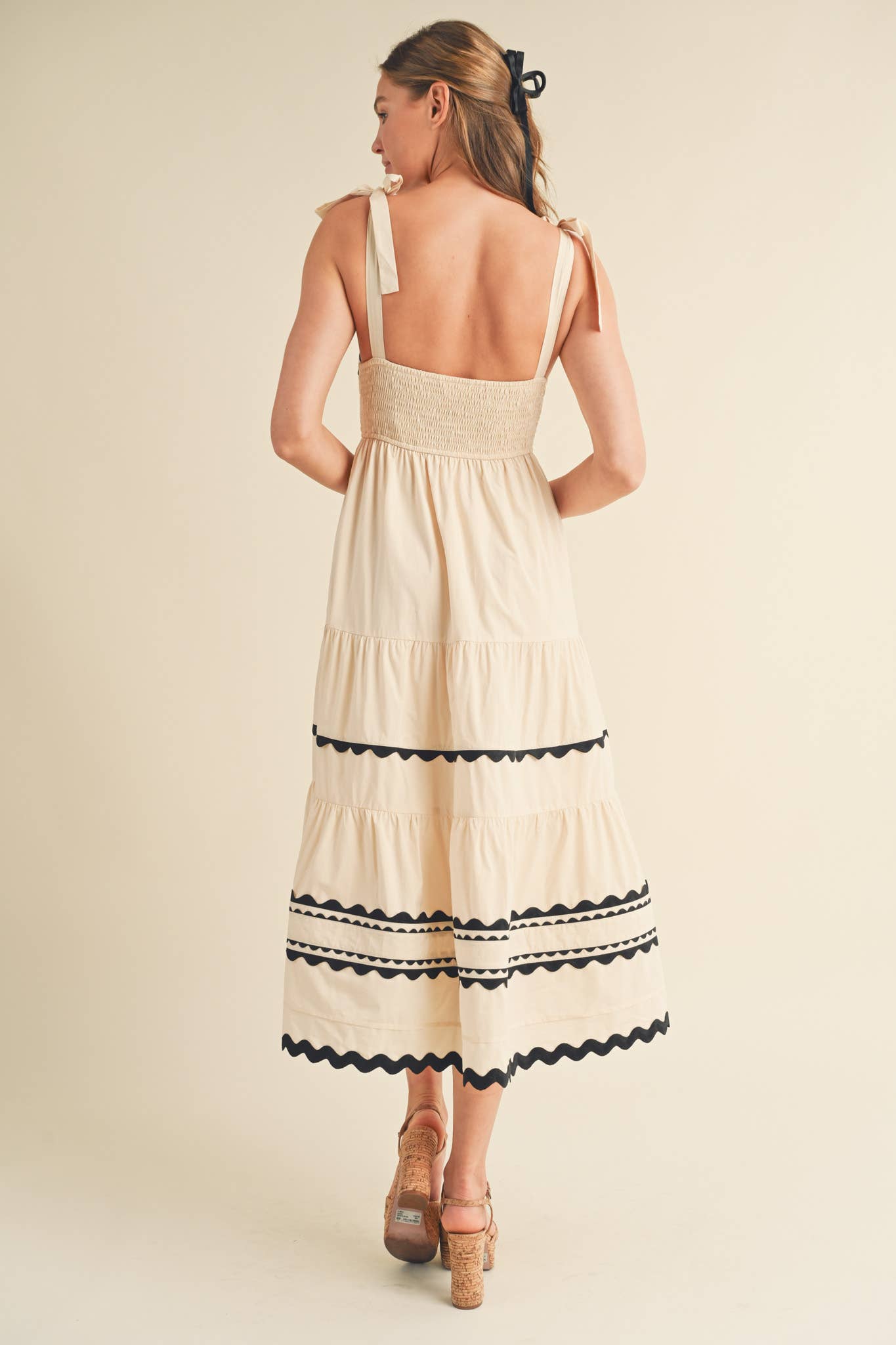 TIERED RIC RAC TRIM MIDI DRESS MDR3075