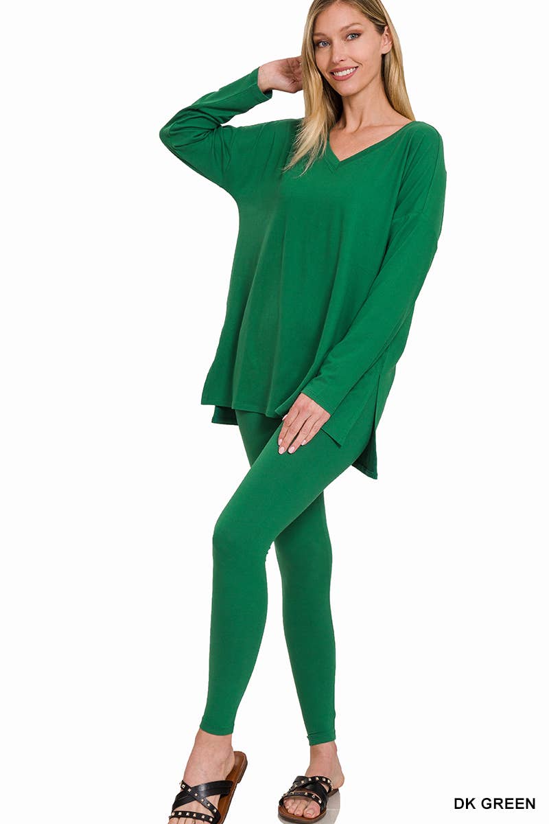 Brushed Dty Microfiber Loungewear Set - Zenana