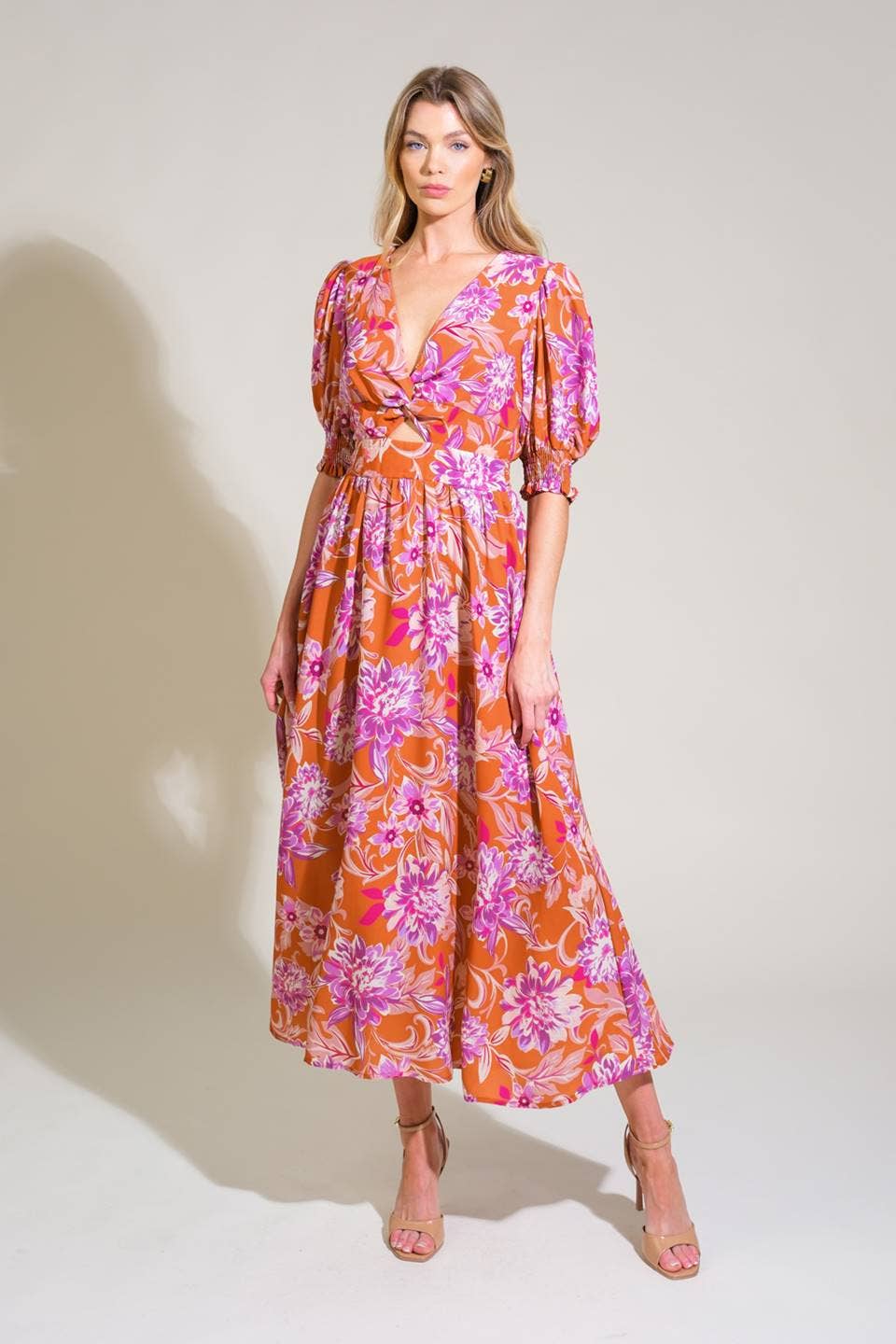 A printed woven midi dress - ID21472
