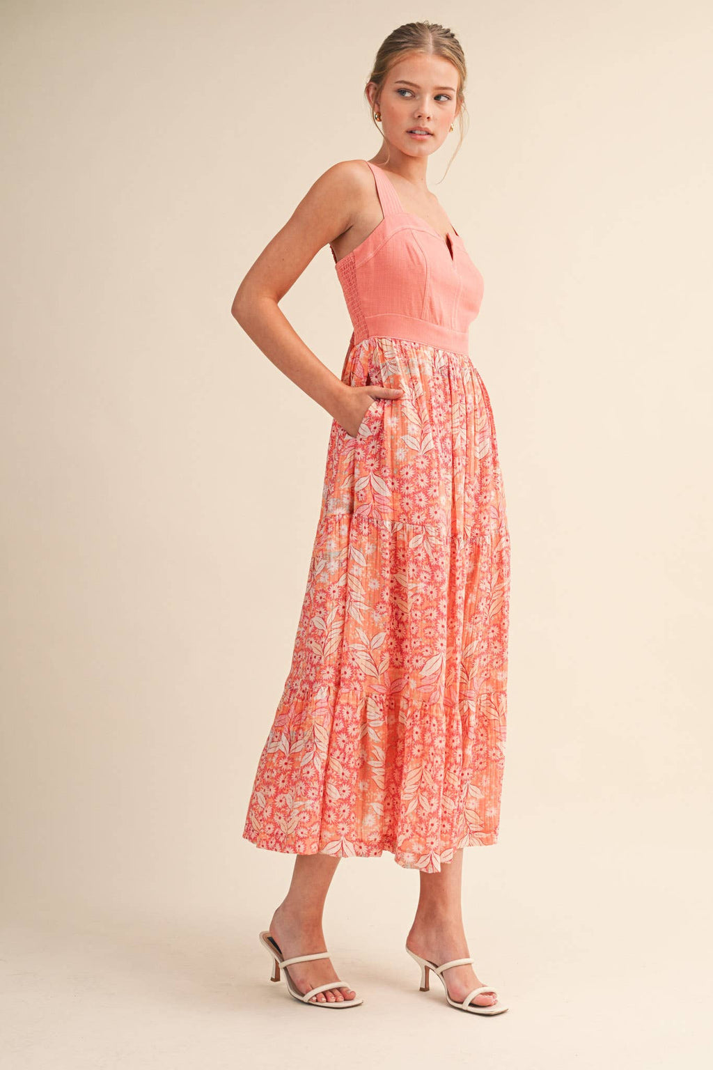 EXCLUSIVE FLORAL PRINT TIERED MIDI DRESS MDR4062