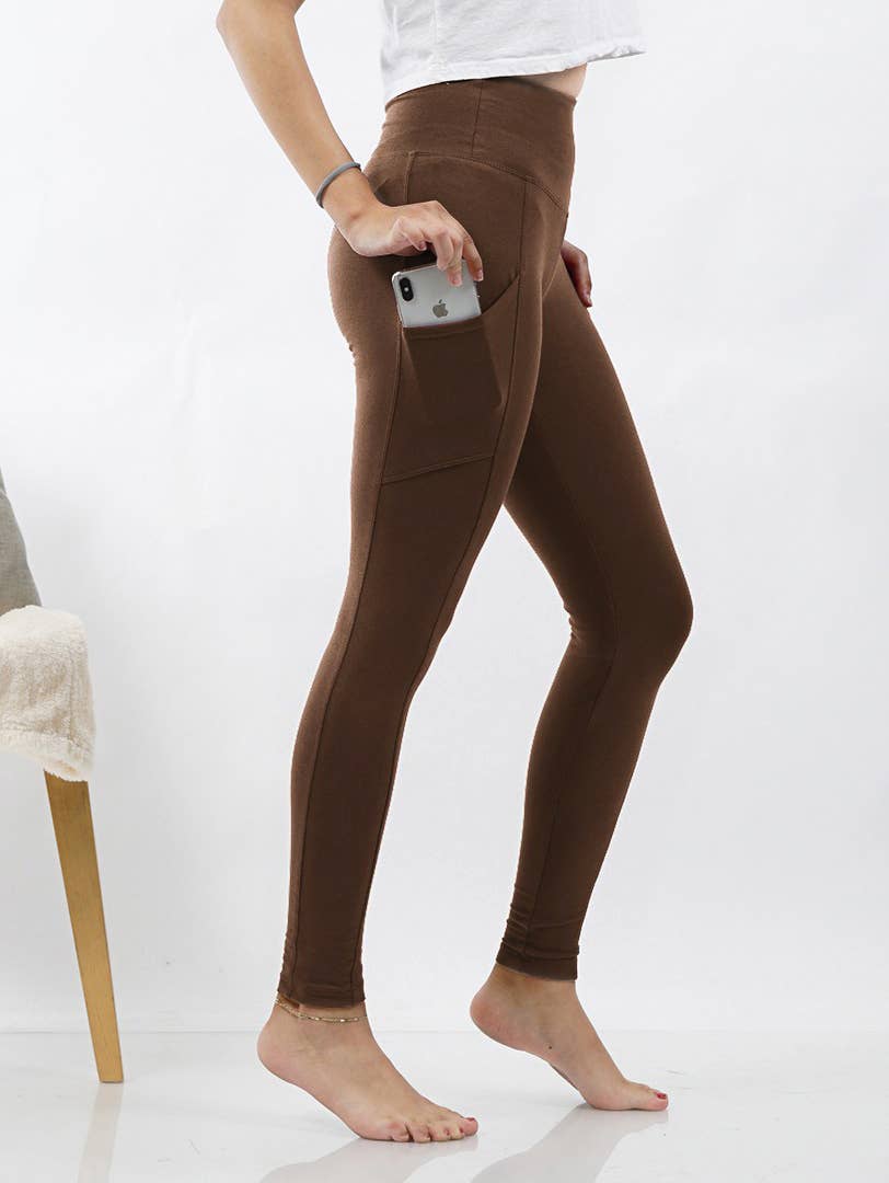 Brushed Microfiber Wide Waistband Leggings W/ Pockets Zenana