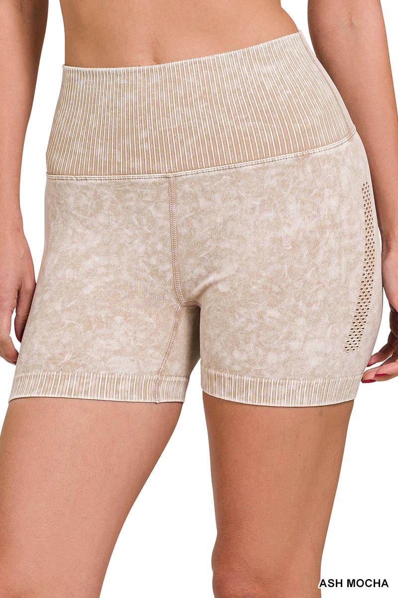 Washed Seamless High Waist Shorts Leggings - Zenana