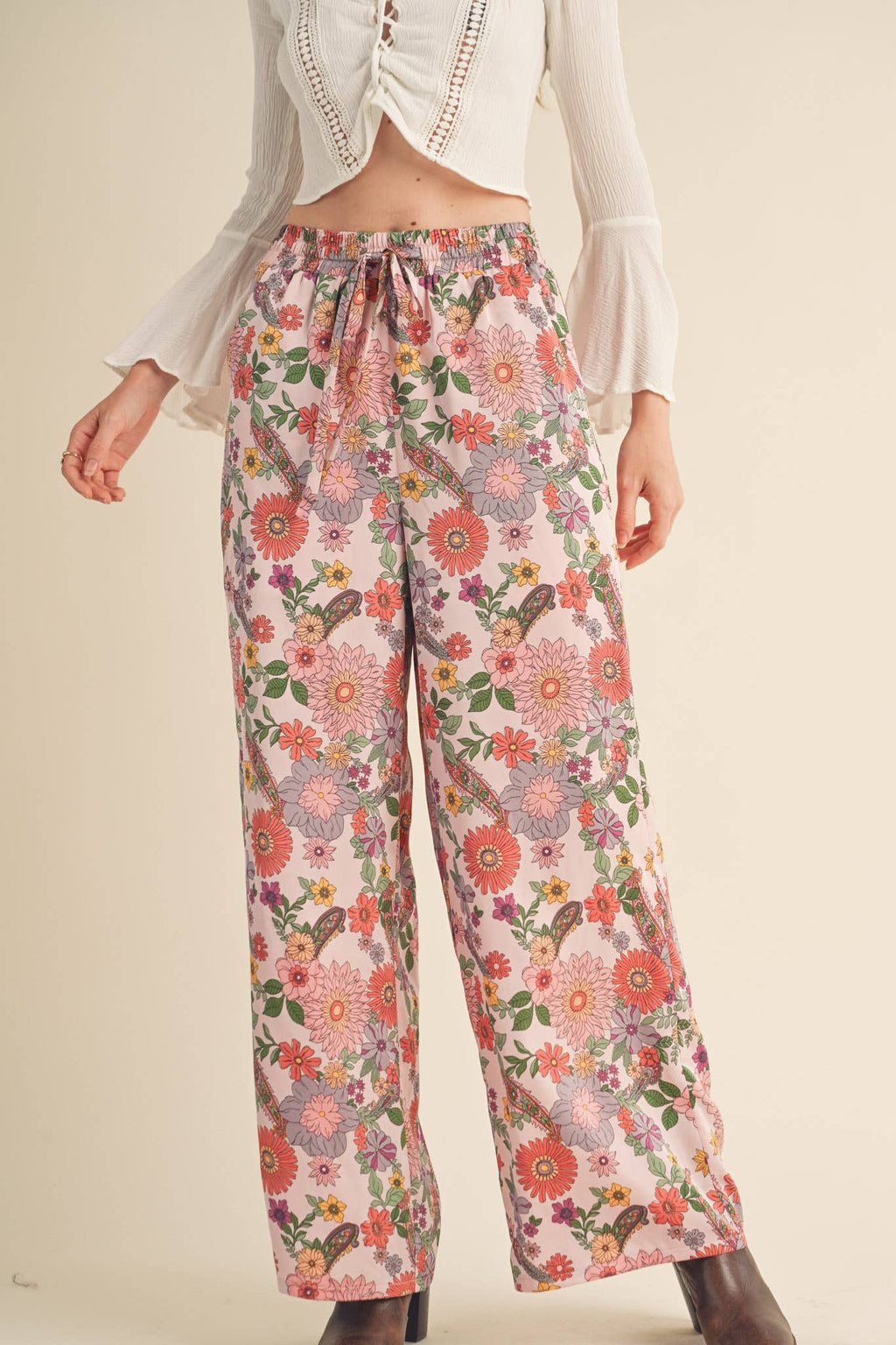 EXCLUSIVE PRINT HIGH RISE SATIN PANTS MP2709