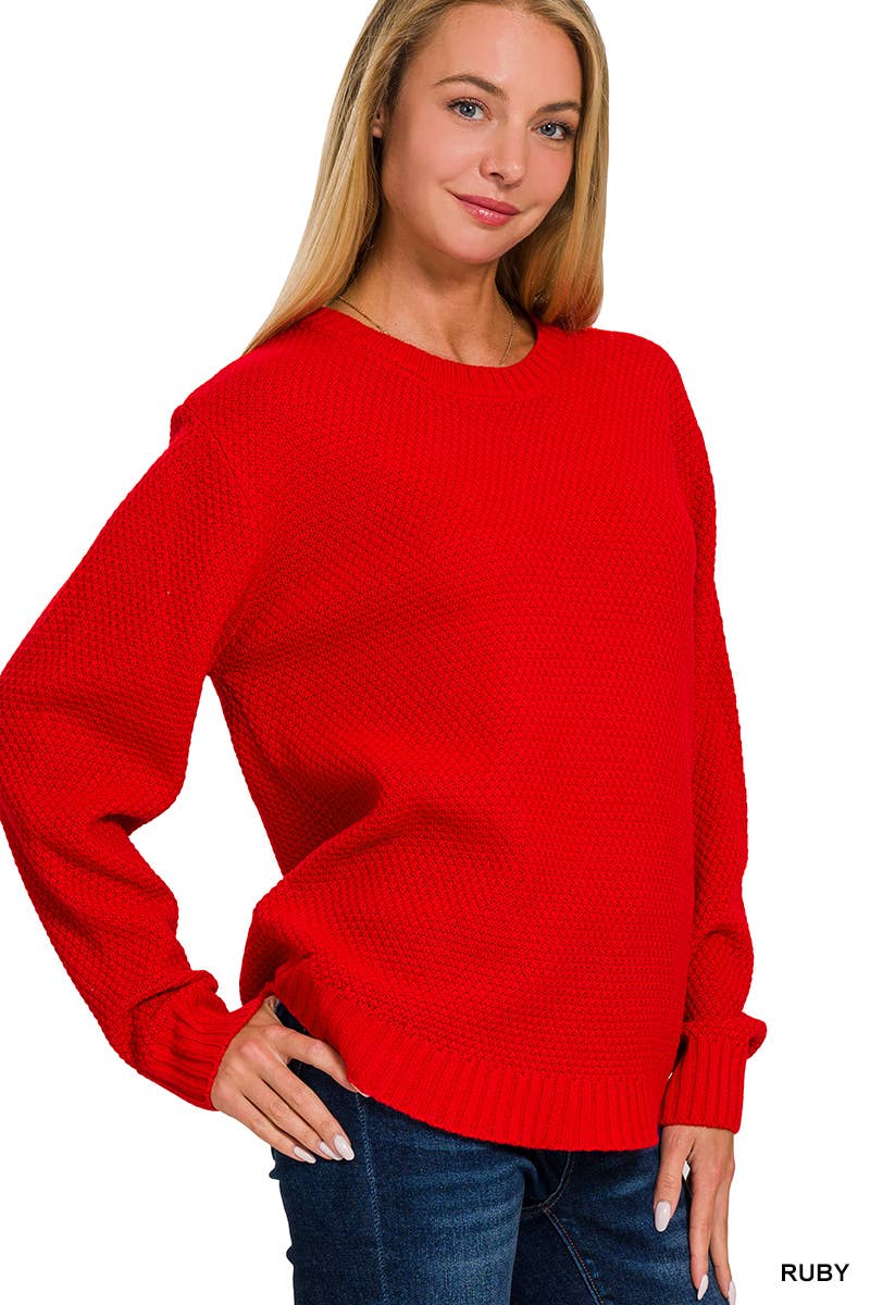 Round Neck Basic Sweater Zenana