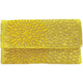 YELLOW FLORAL BEADED CLUTCH