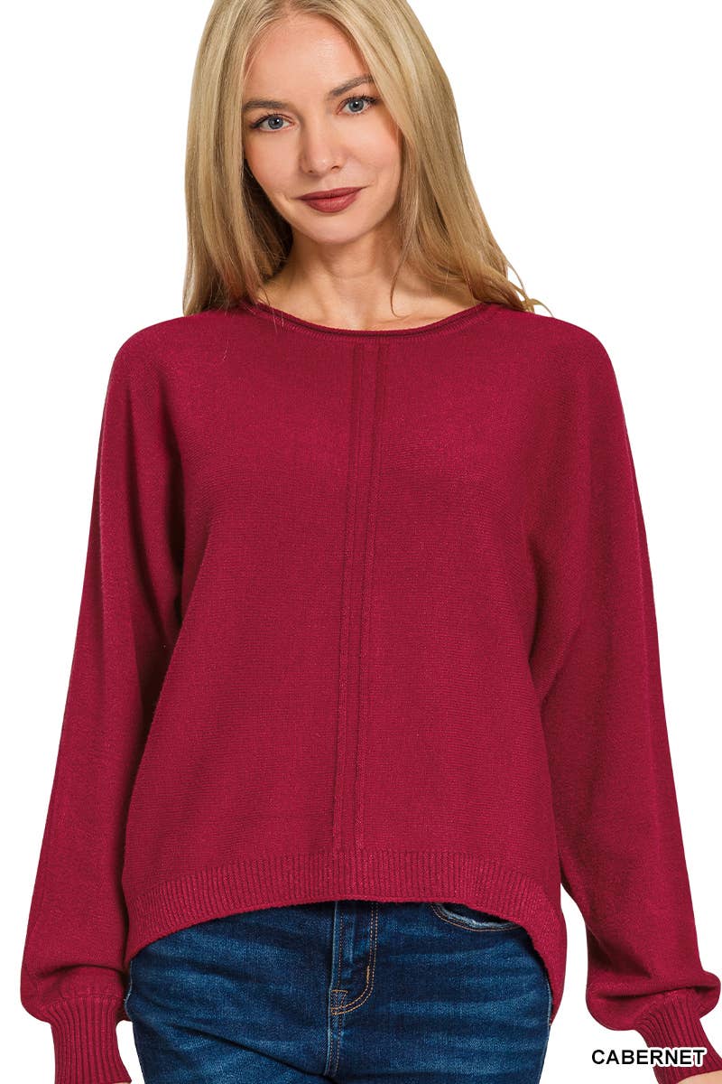`Viscose Front Seam Sweater Zenana