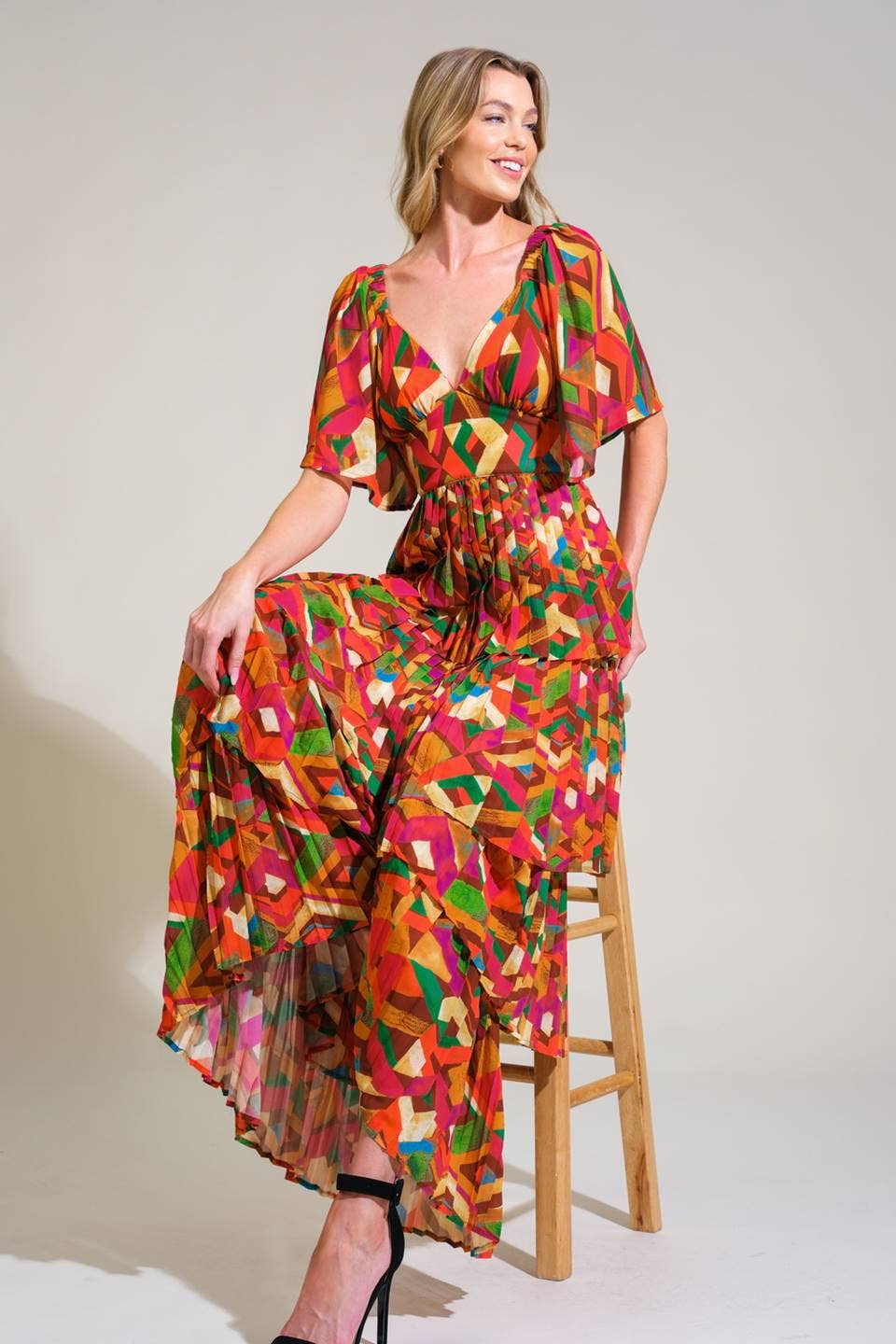 A printed woven maxi dress - ID21442