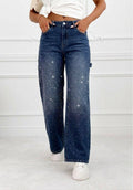 Rhinestone Stretch Carpenter Jeans