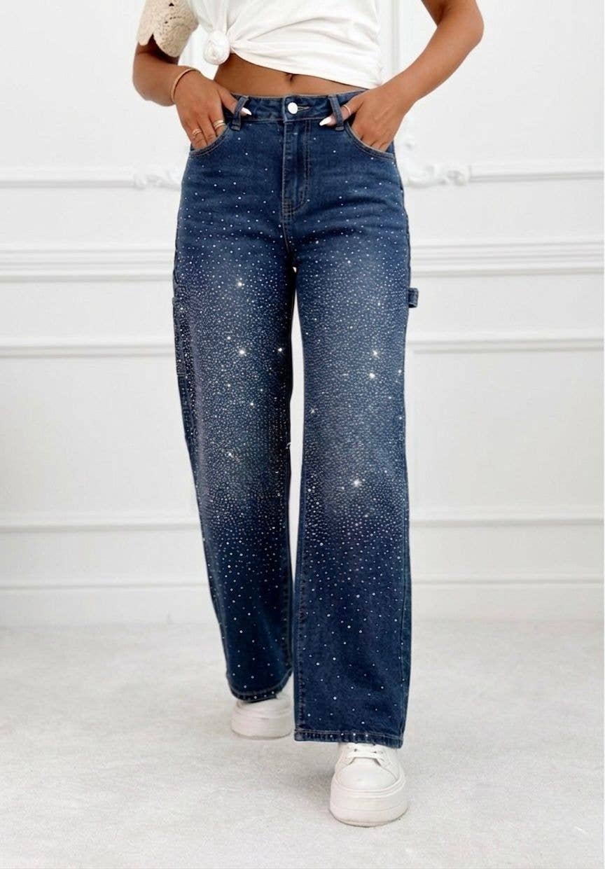 Rhinestone Stretch Carpenter Jeans