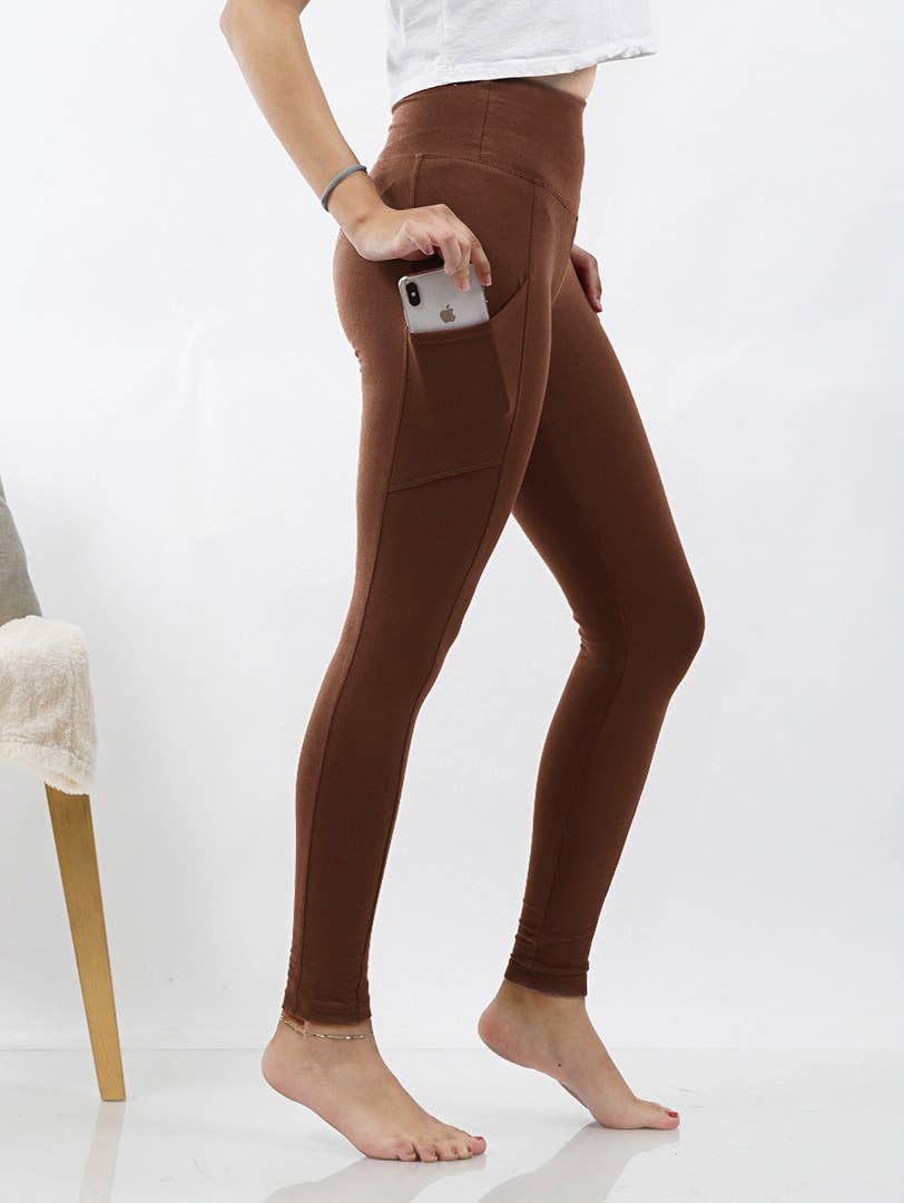 Brushed Microfiber Wide Waistband Leggings W/ Pockets Zenana