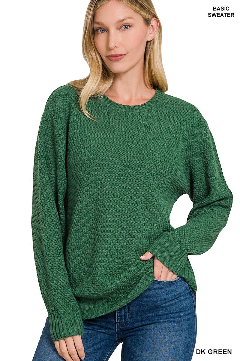Round Neck Basic Sweater Zenana