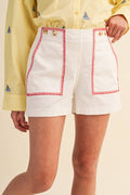 HIGH WAIST SHORTS WITH CONTRAST STITCHING MP4598