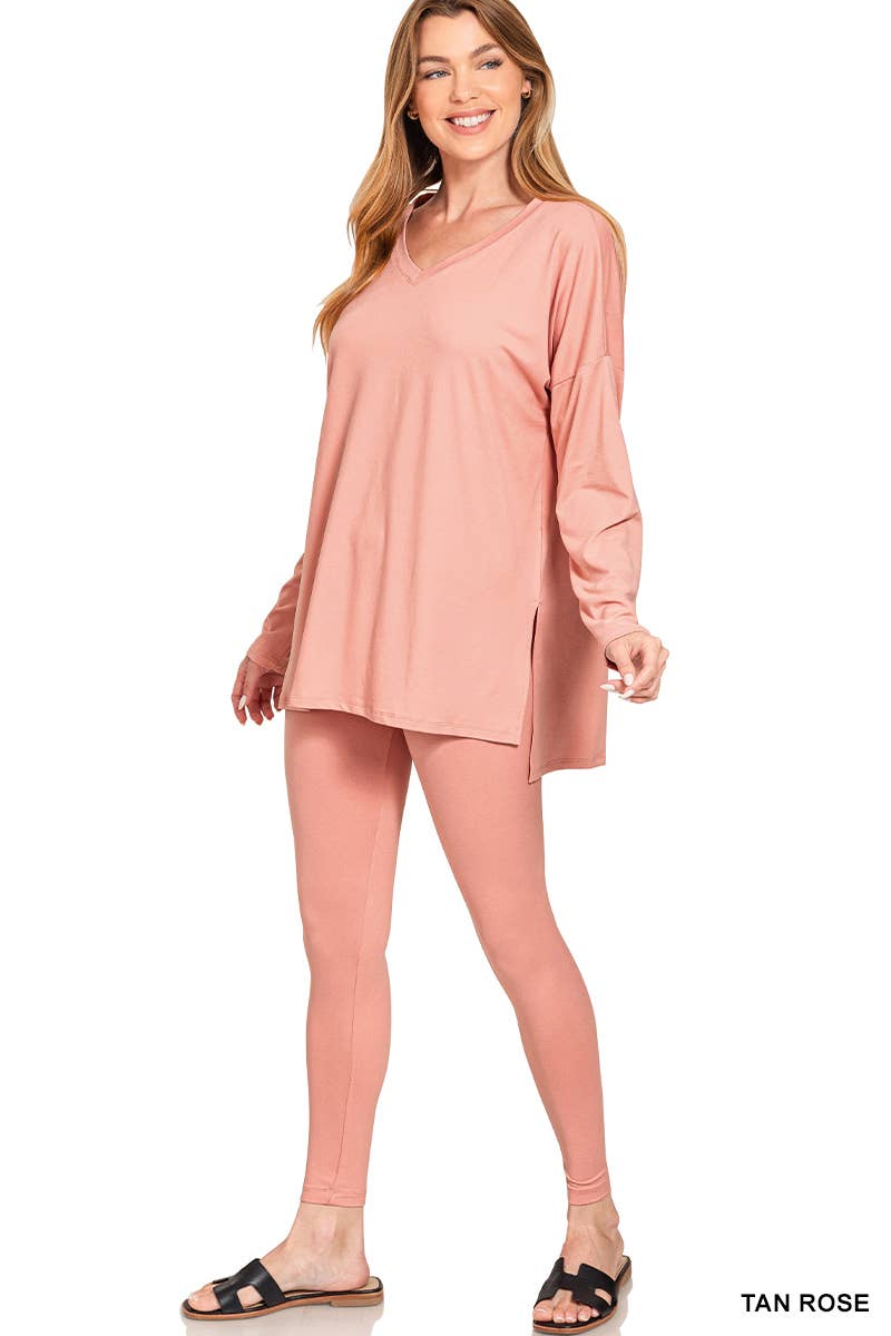 Brushed Dty Microfiber Loungewear Set - Zenana