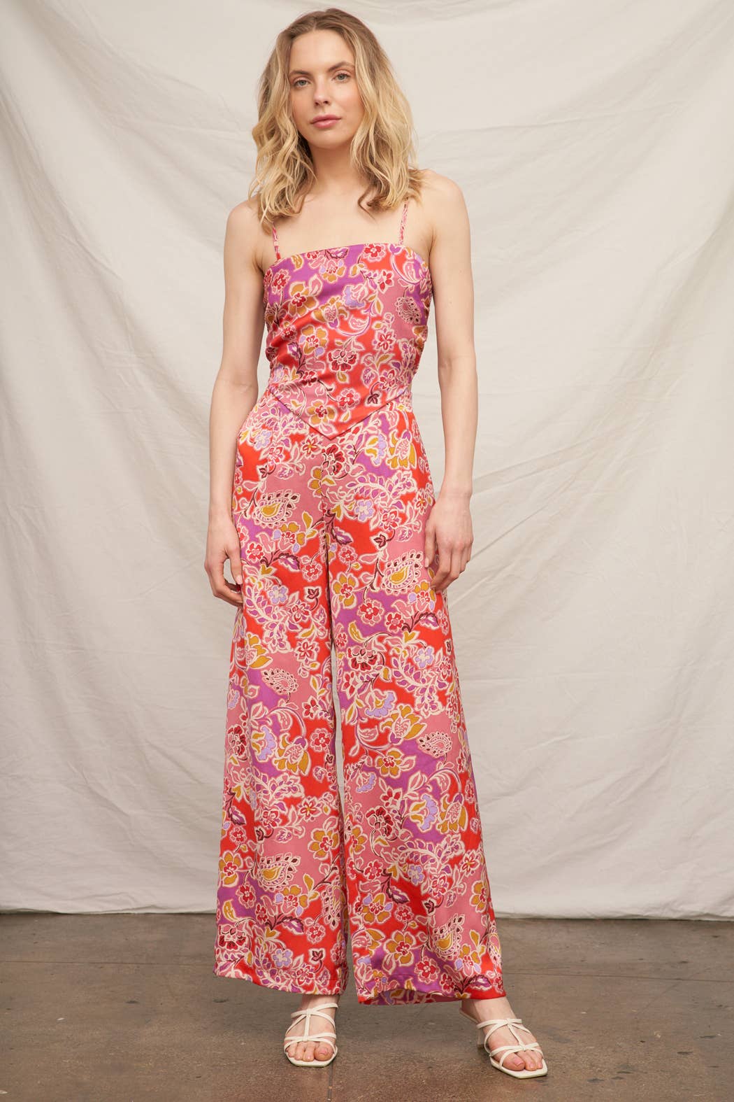 Floral Print Satin Pants