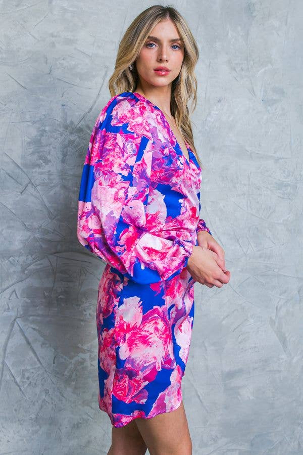 A printed satin mini dress