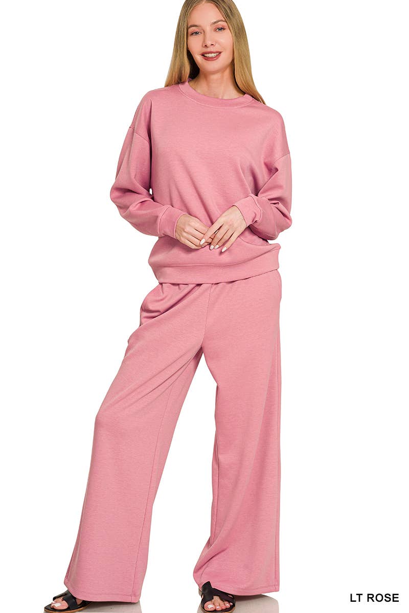 Scuba Crewneck Pullover & Pants 2 Piece Set - Zenana