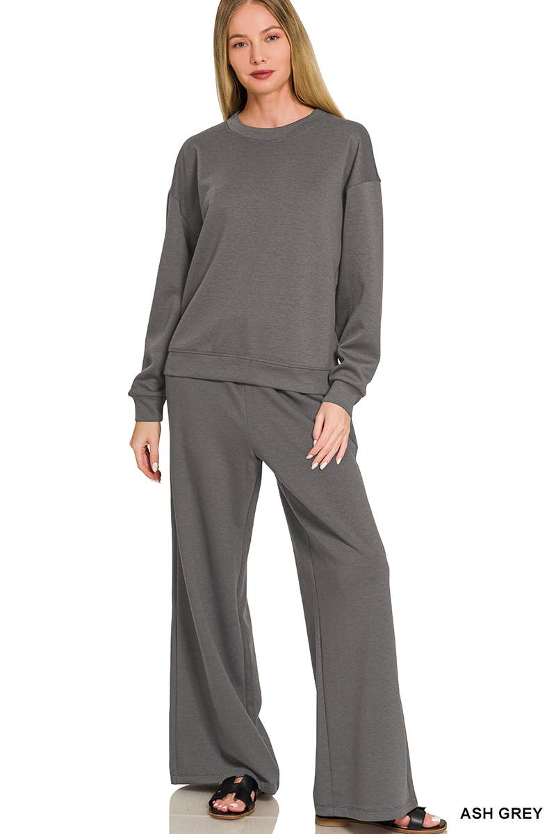 Scuba Crewneck Pullover & Pants 2 Piece Set - Zenana