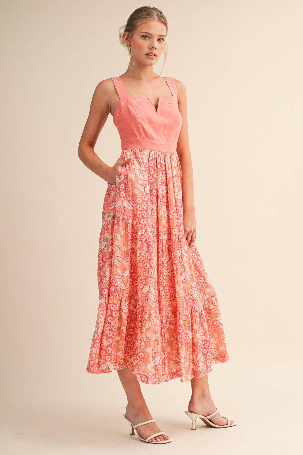 EXCLUSIVE FLORAL PRINT TIERED MIDI DRESS MDR4062