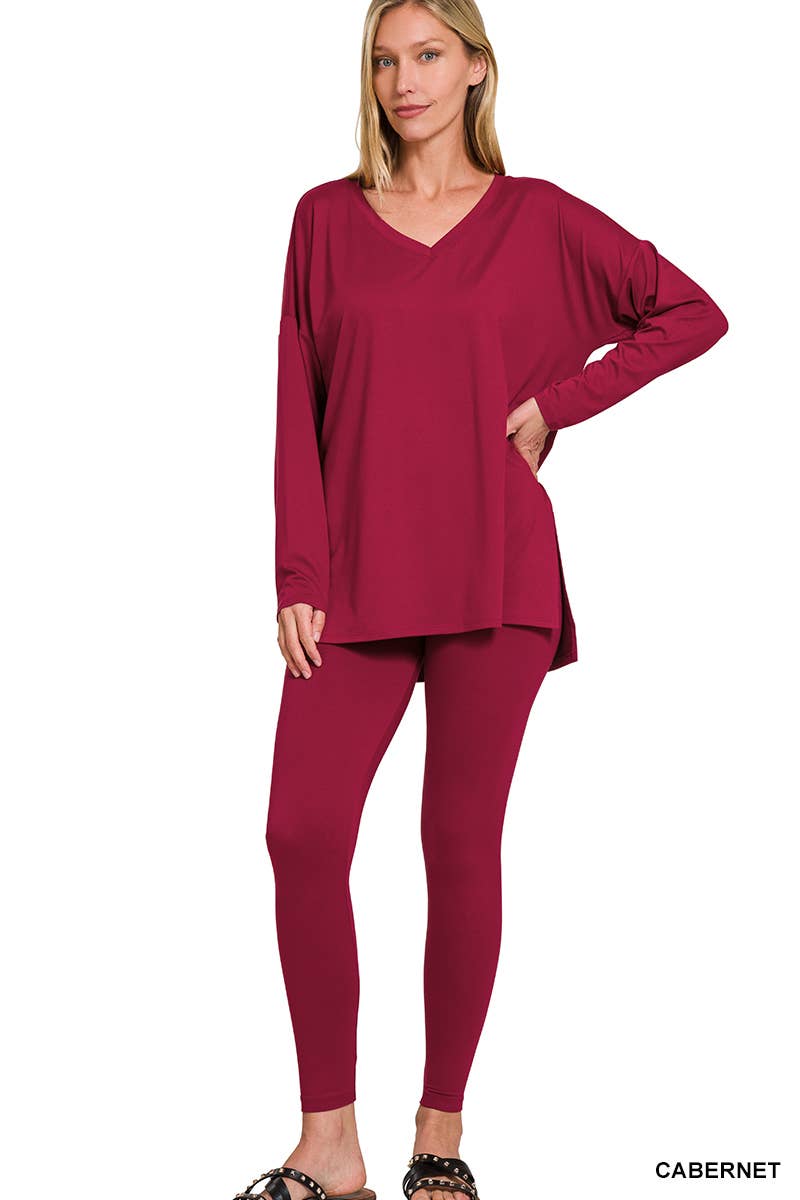 Brushed Dty Microfiber Loungewear Set - Zenana
