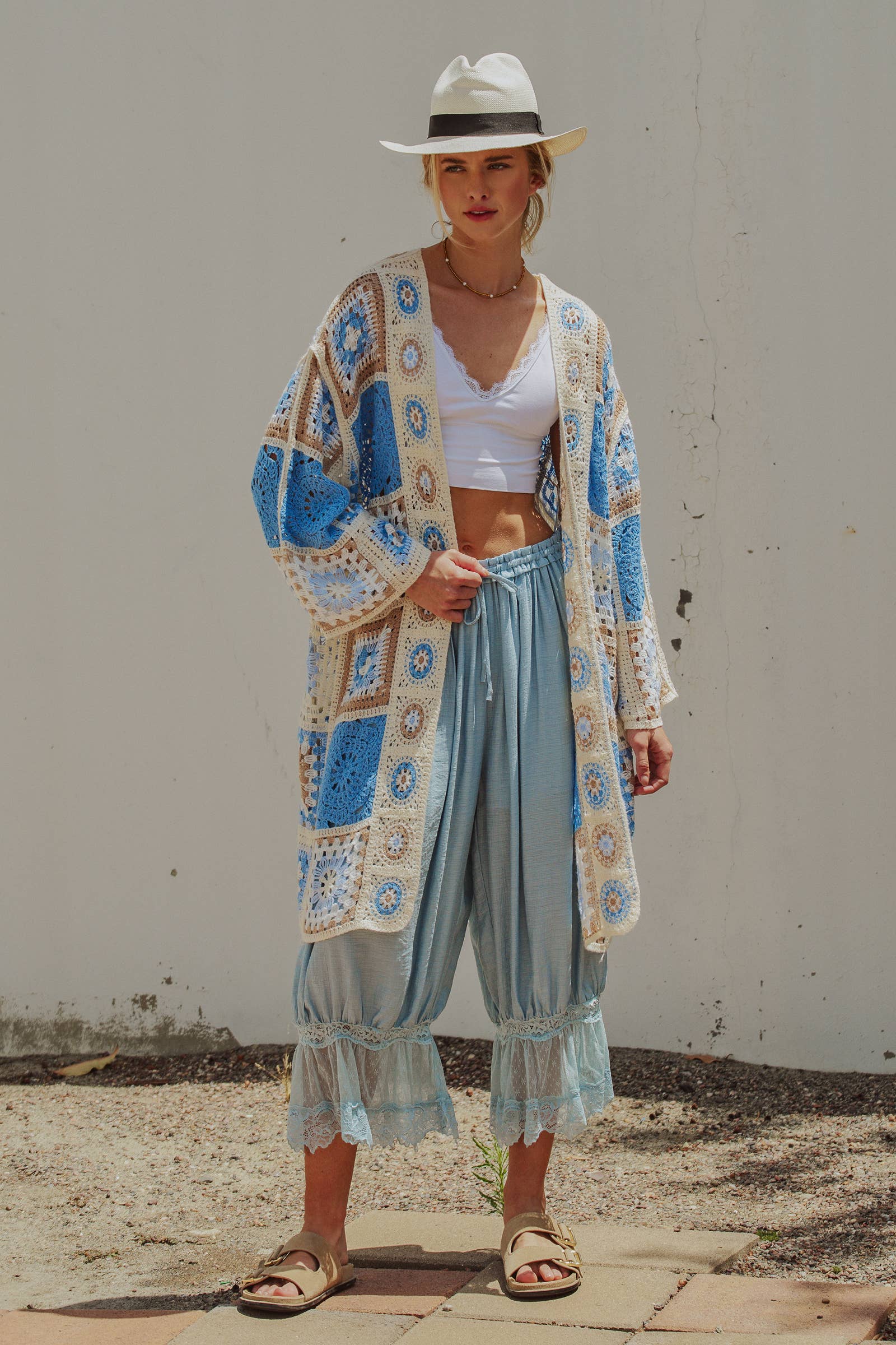 Granny Square Crochet Patchwork Duster Cardigan