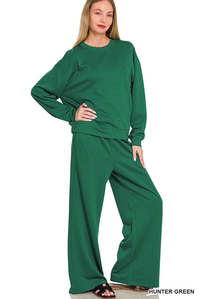 Scuba Crewneck Pullover & Pants 2 Piece Set - Zenana