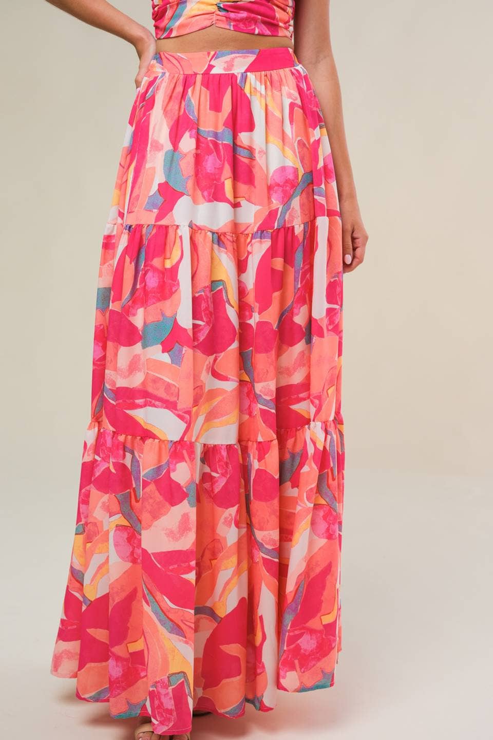 A printed woven top and skirt set -IT13092-SET