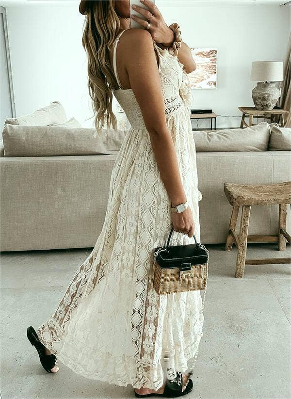 Bohemia lace tassel maxi sun dress
