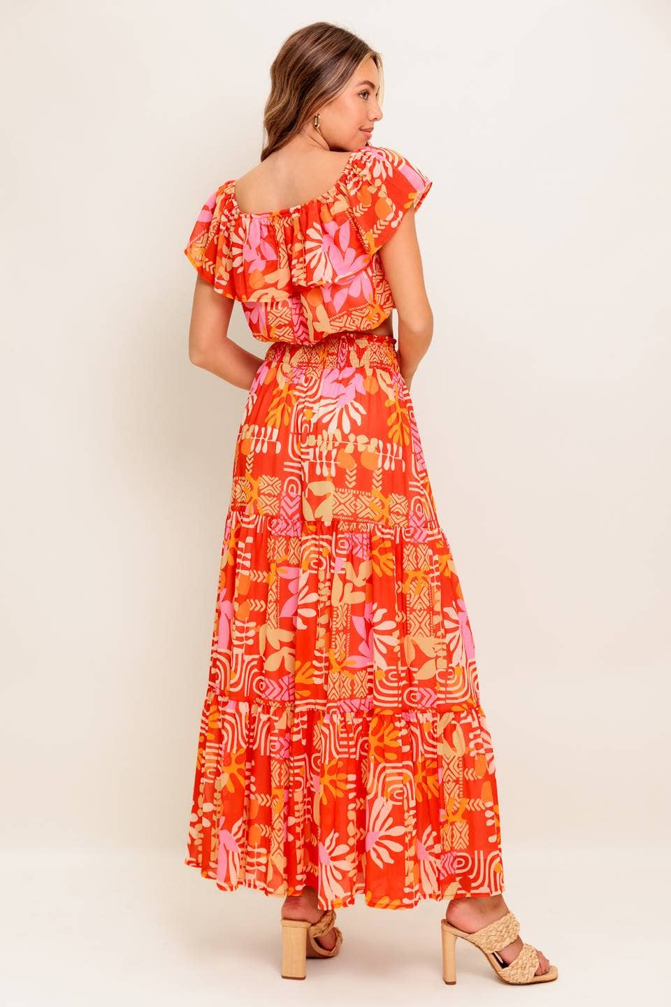 A printed woven top and skirt set - IT13658-SET