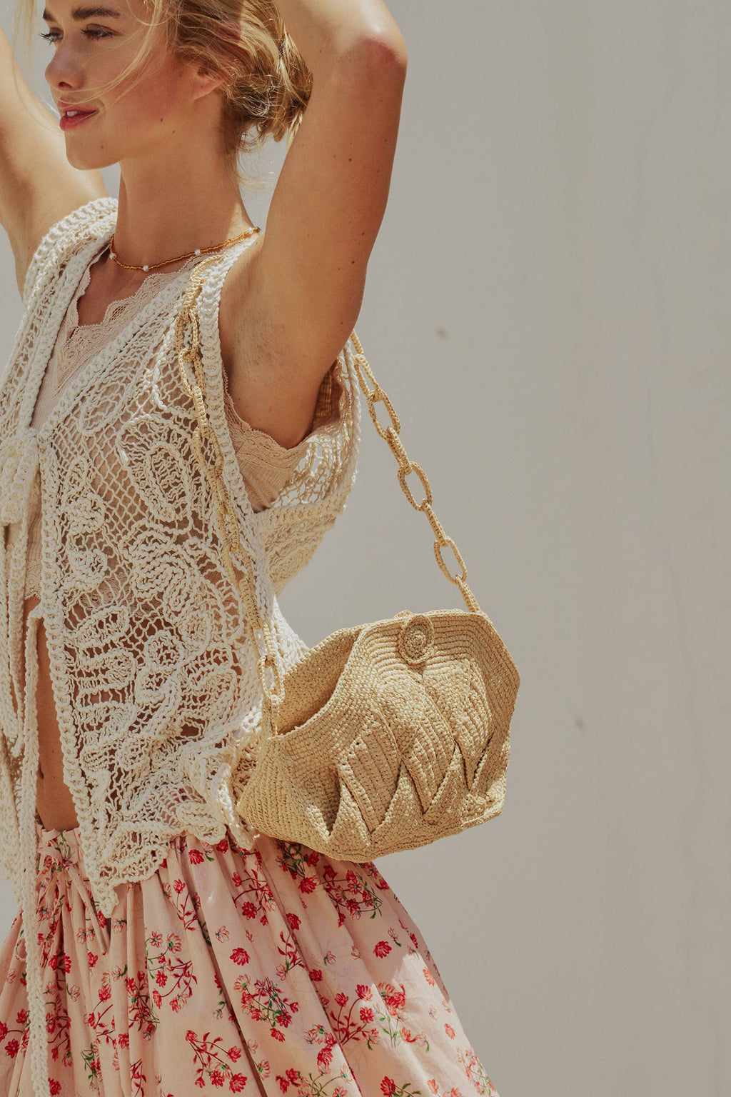 Open-Work Crochet Tie-Front Vest Top