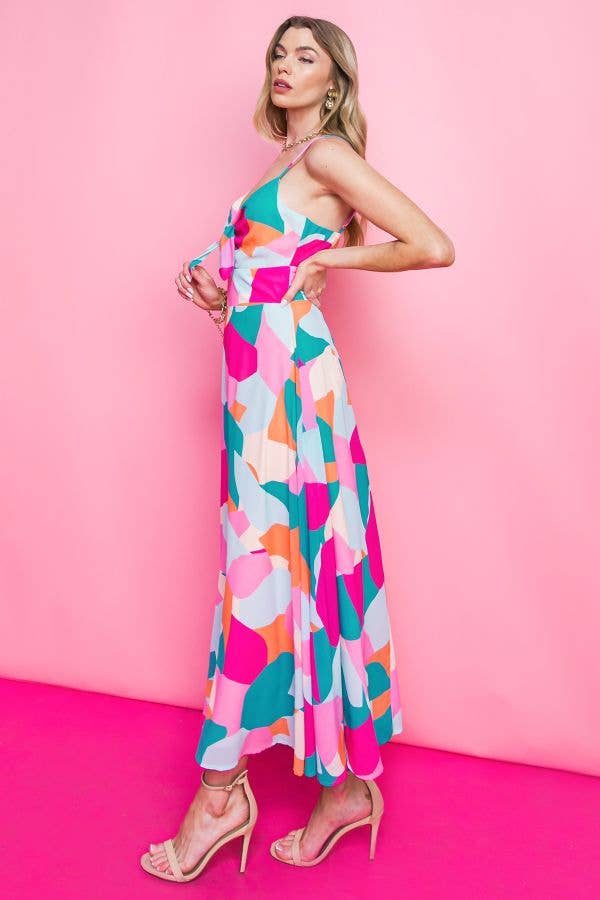 A printed woven midi dress - ID20073